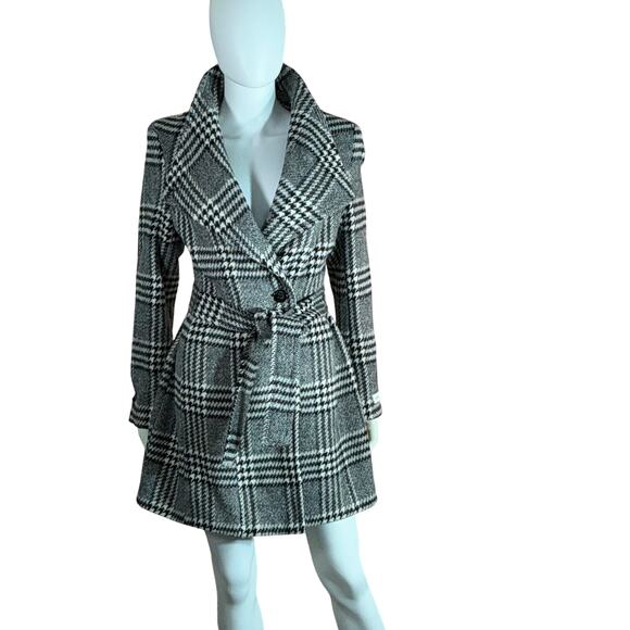 Calvin Klein Belted Plaid Toggle Wrap Coat SIZE S NWT - Picture 1 of 4